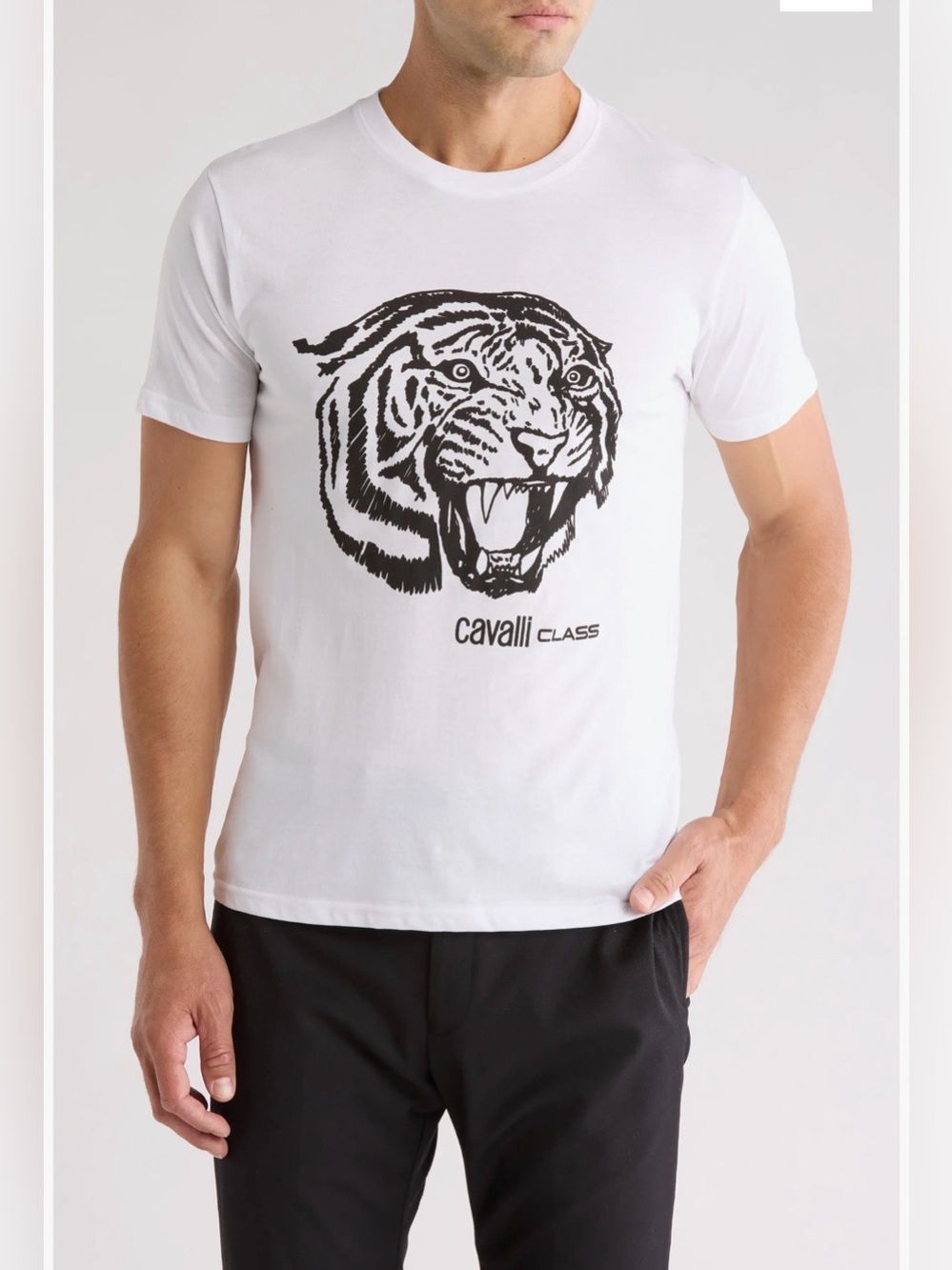 NWOT - 2XL - Cavalli Class - Men's White Tiger Graphic Crewneck T-Shirt